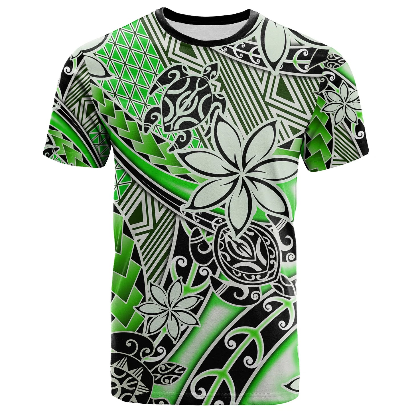 Hawaii T Shirt Tribal Plumeria With Polynesian Turtle Ver.01