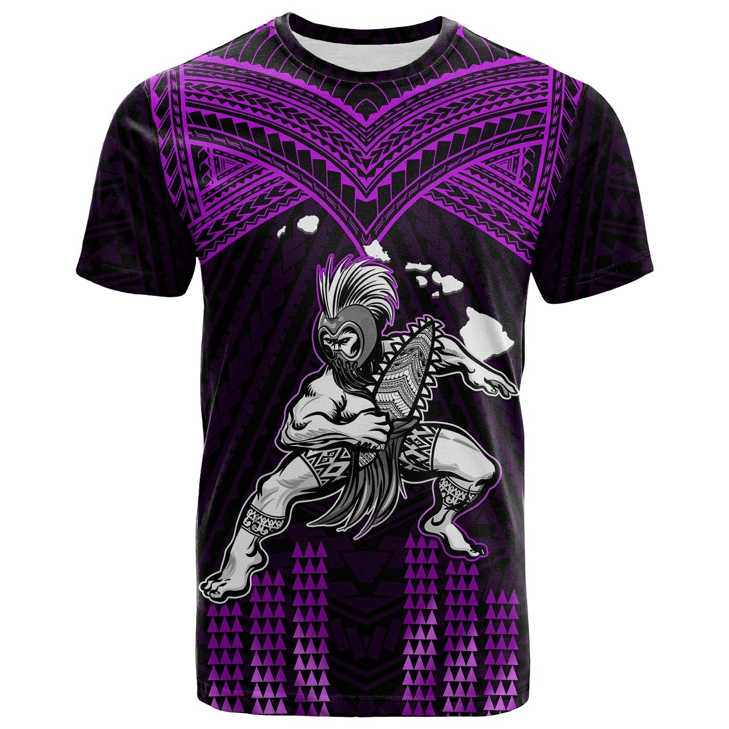 Hawaii T Shirt Hawaiian Warrior With Weapon Polynesian Ver.04