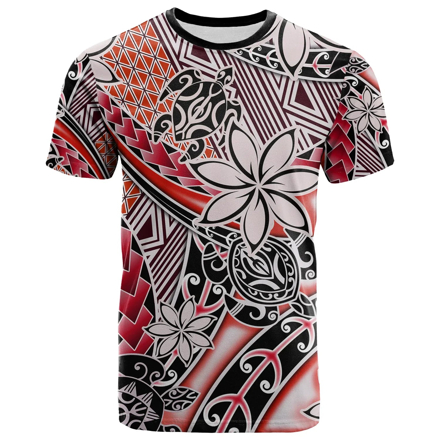 Hawaii T Shirt Tribal Plumeria With Polynesian Turtle Ver.03
