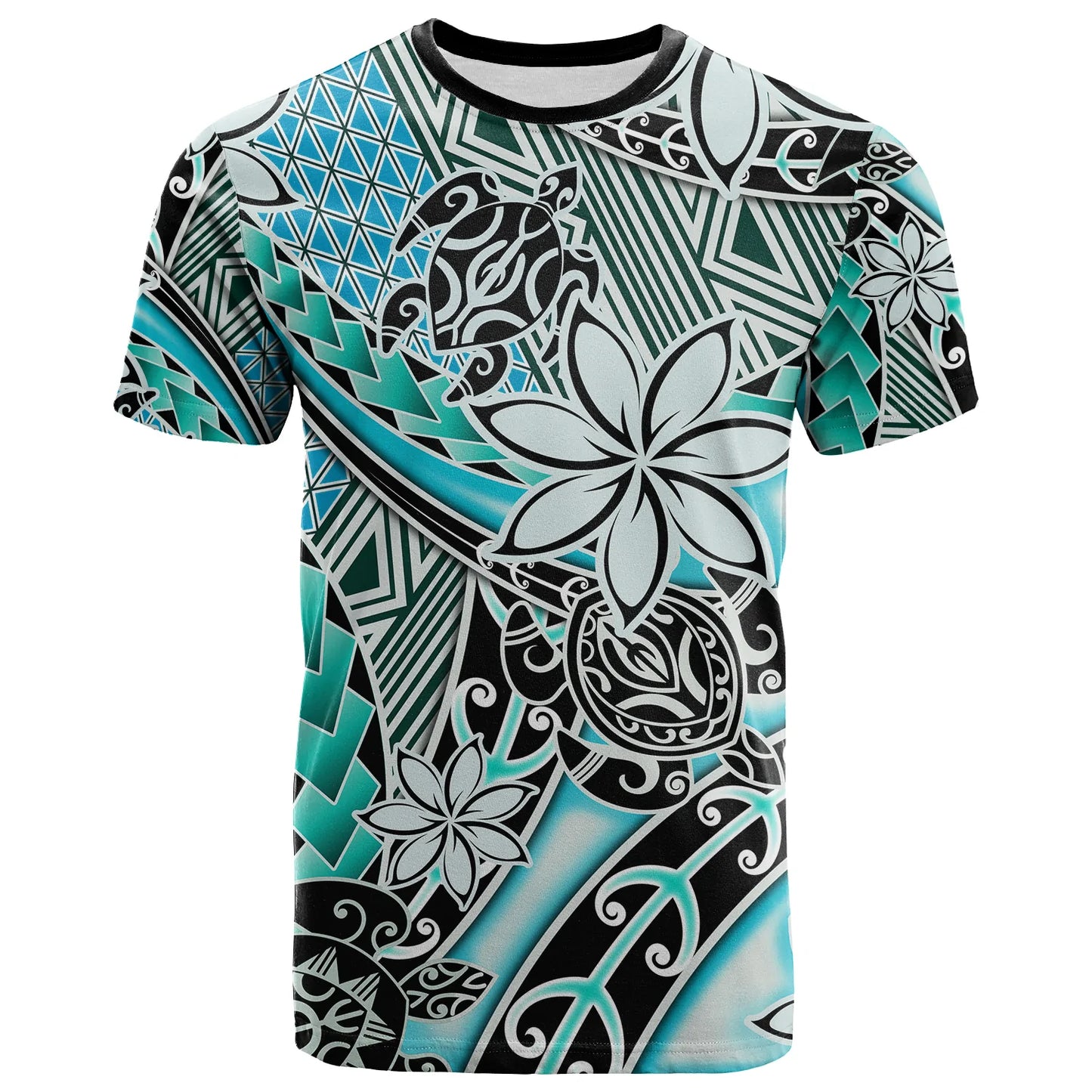 Hawaii T Shirt Tribal Plumeria With Polynesian Turtle Ver.04