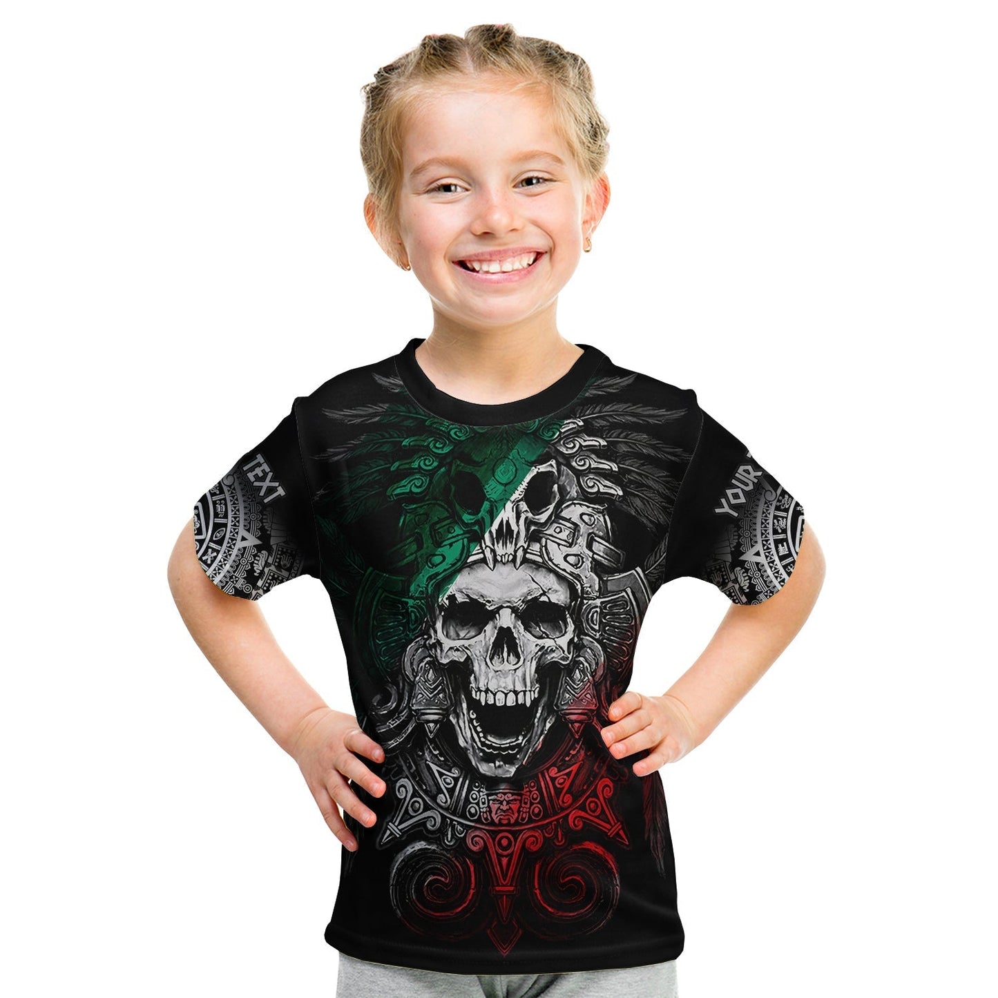 Custom Mexico T Shirt Skull Eagle Aztec