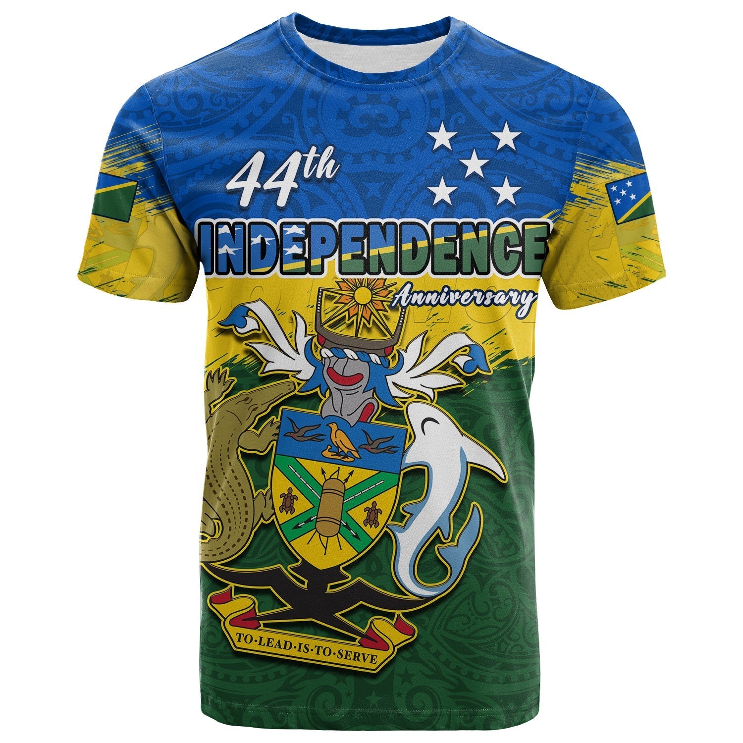 Solomon Islands T Shirt Happy 44th Independence Anniversary Polynesian Pattern