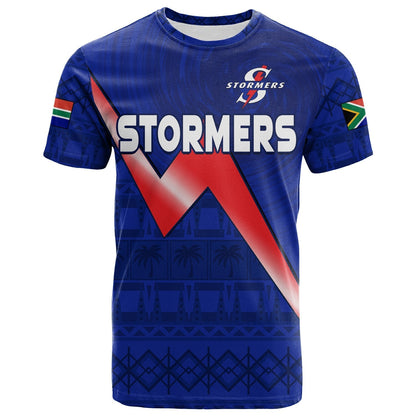 Custom Stormers South Africa Rugby T Shirt We Are The Champions URC African Pattern
