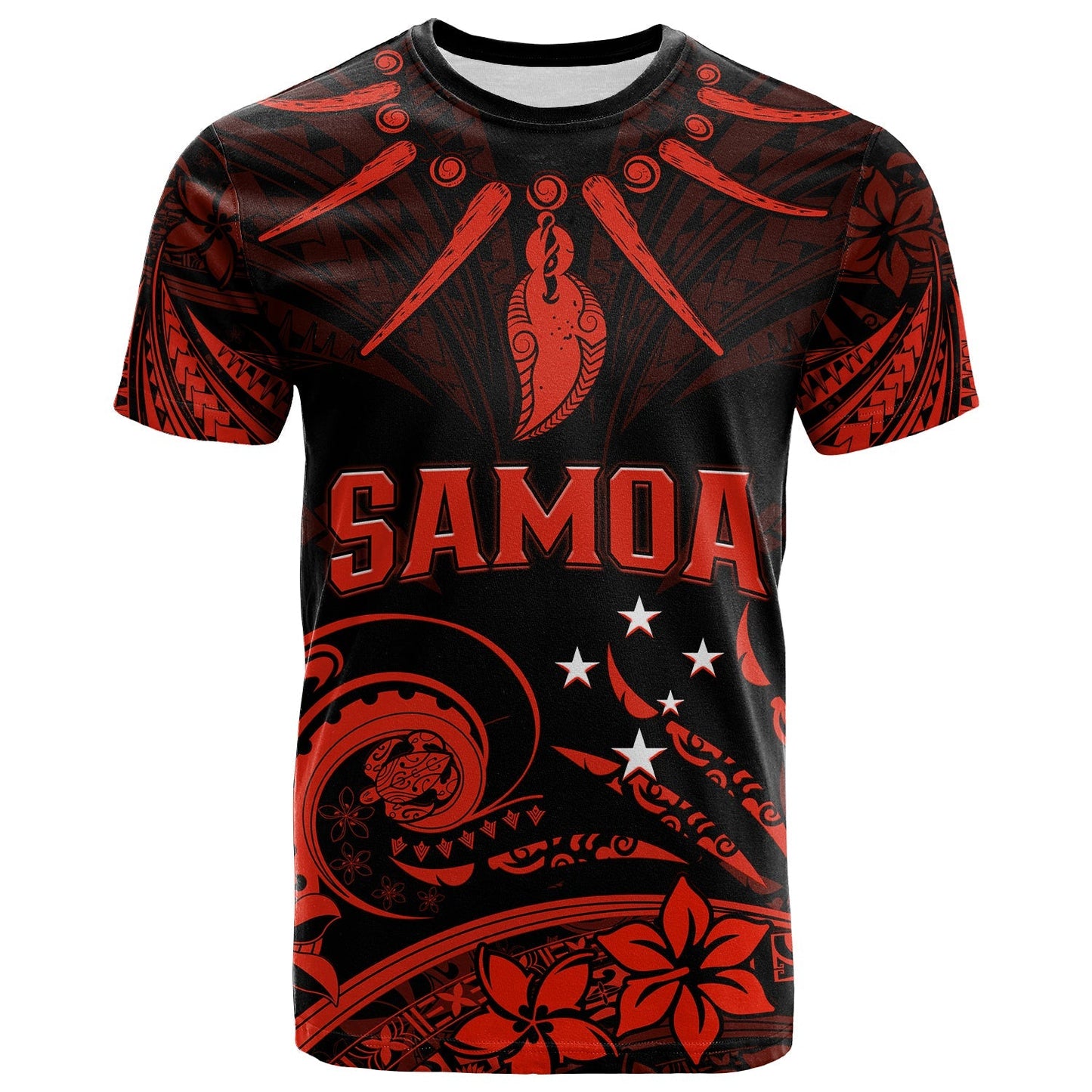 Custom Personalised Samoa Tatau T Shirt Red Polynesian Ula Nifo