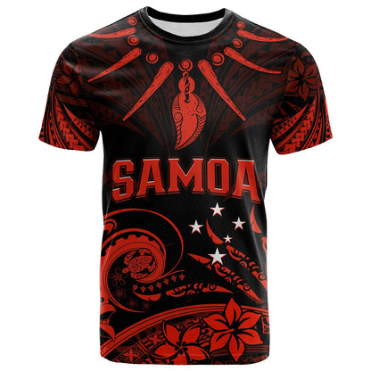 Custom Personalised Samoa Tatau T Shirt Red Polynesian Ula Nifo