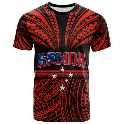 Custom Personalised Samoa Tatau T Shirt Red Polynesian Proud Samoan