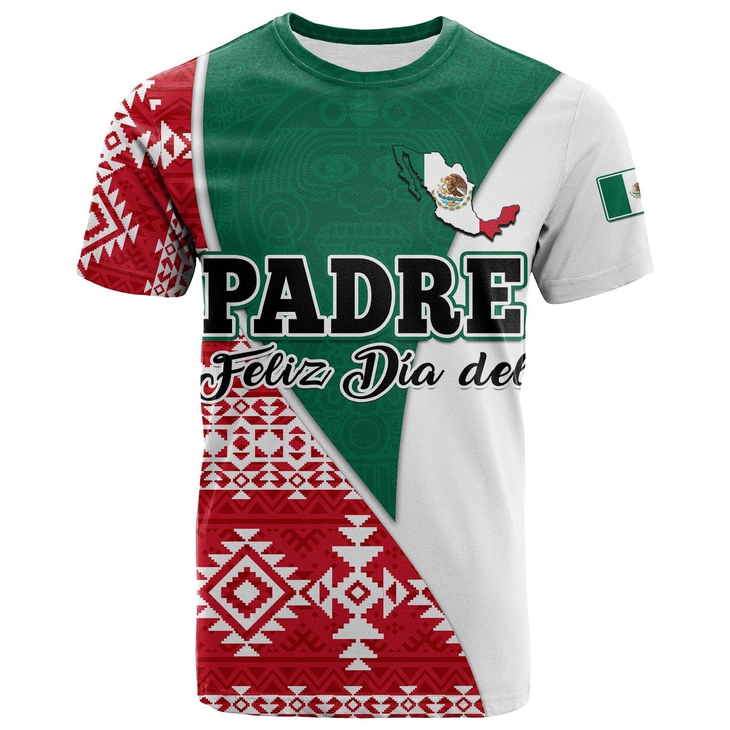 Custom Happy Mexico Fathers Day T Shirt Mexican Aztec Pattern