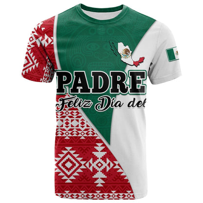 Custom Happy Mexico Fathers Day T Shirt Mexican Aztec Pattern