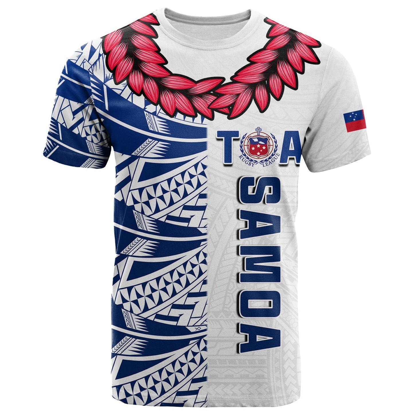 Custom Personalise Text And Number Toa Samoa Rugby T Shirt Siamupini Ula Fala White