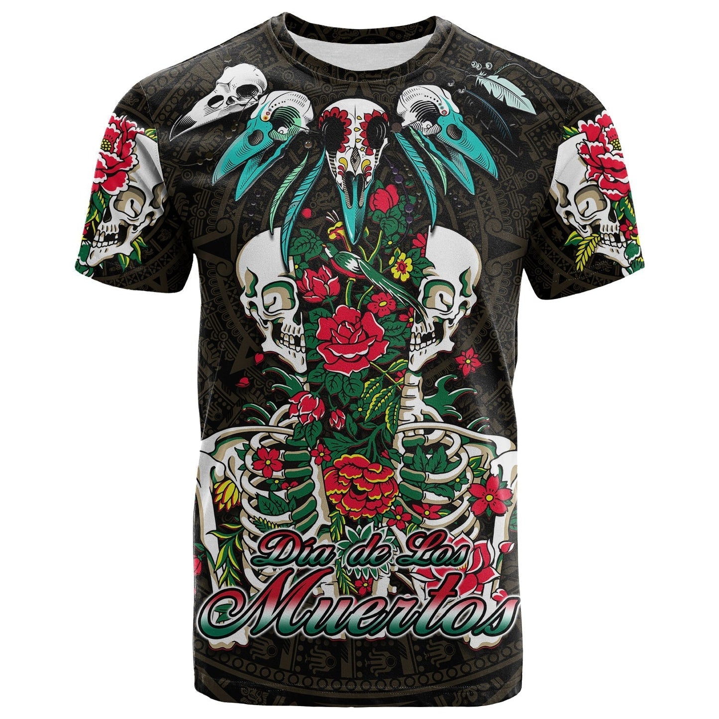 Mexico T Shirt Floral Skull Dia De Los Muertos