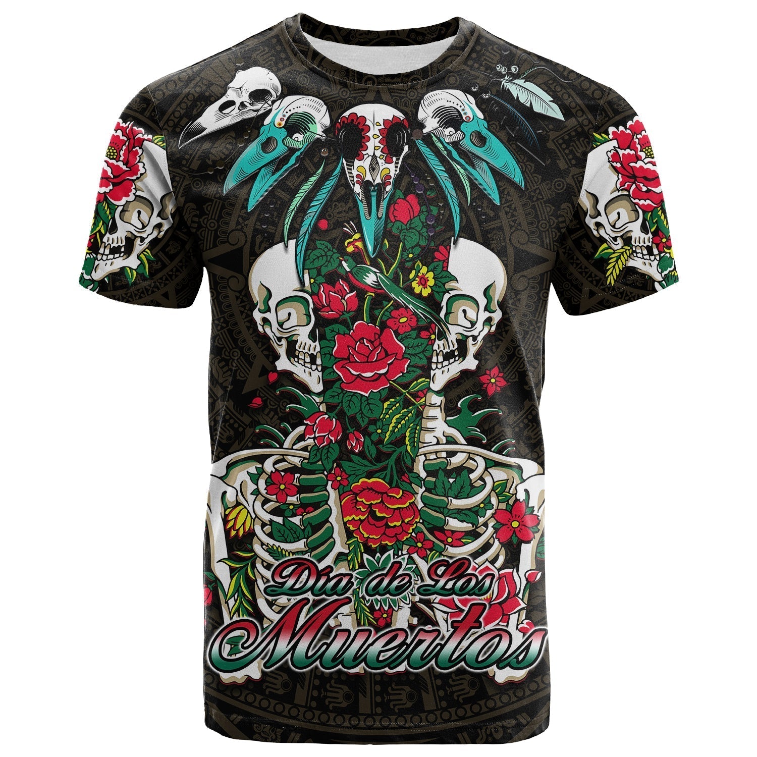 Mexico T Shirt Floral Skull Dia De Los Muertos