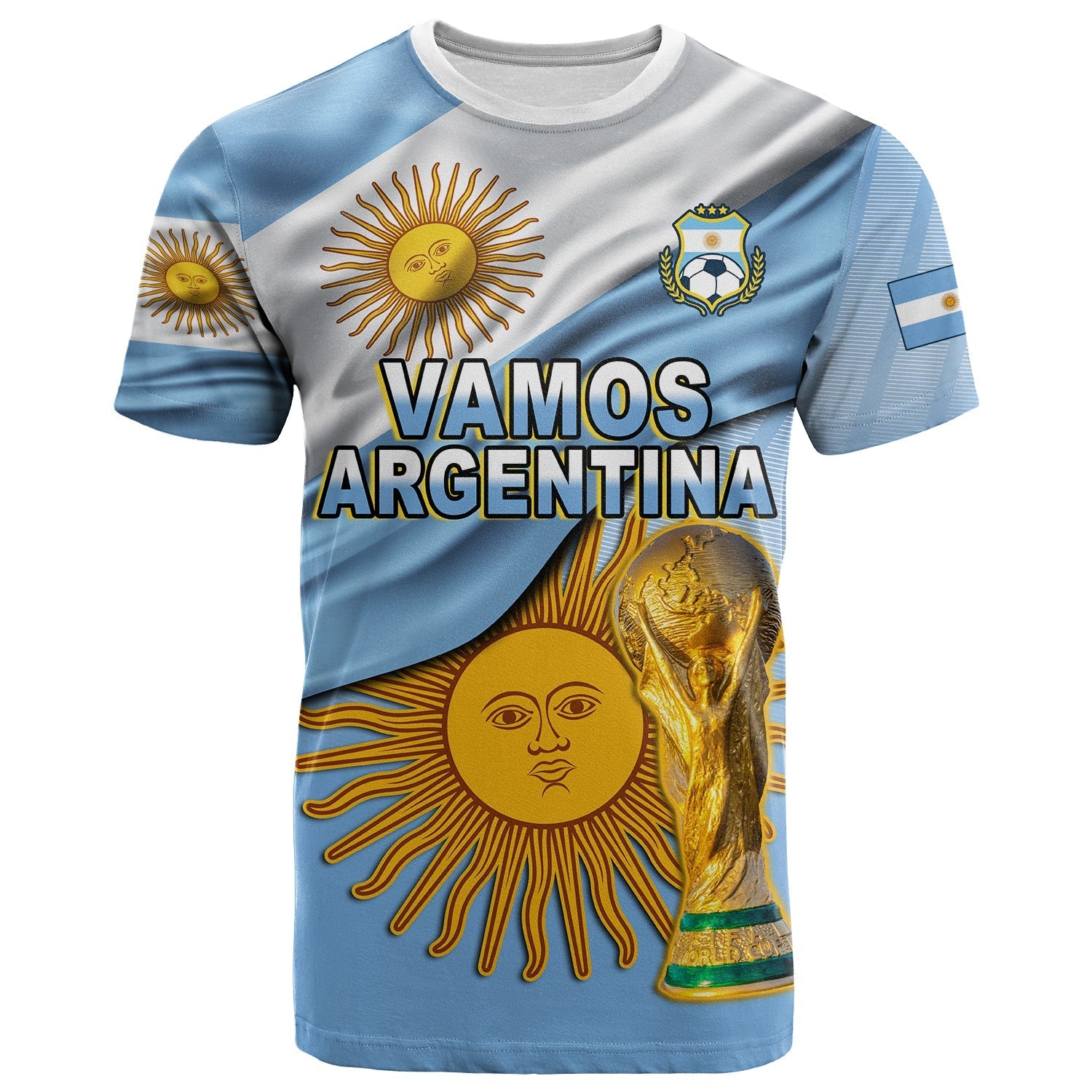 Argentina Football T Shirt Vamos La Albiceleste Champions World Cup Vibe Flag