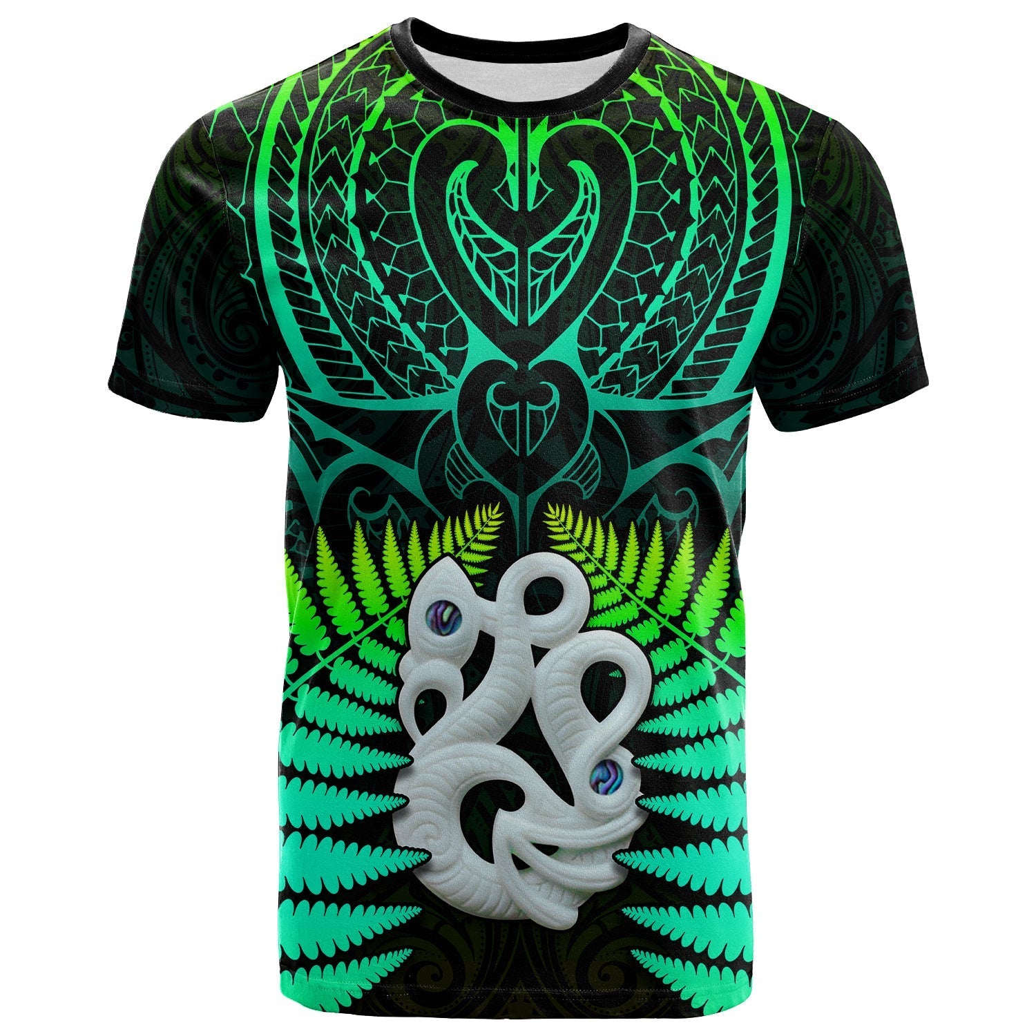 Custom Text And Number Aotearoa Fern T Shirt New Zealand Hei Tiki Green Style