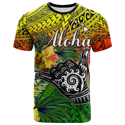 (Custom Personalised) The Shaka Hawaii T Shirt Tropical Flowers Reggae Version