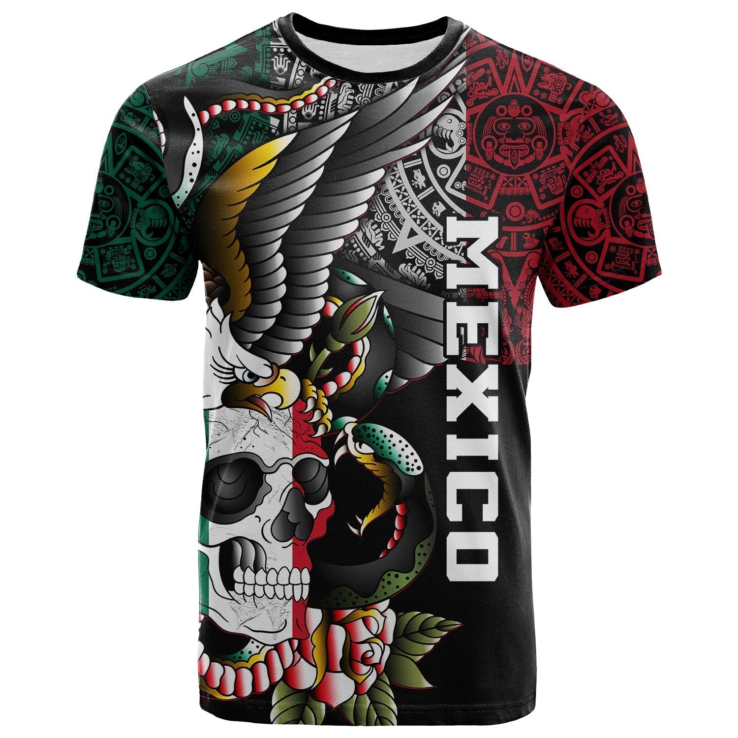 Mexico T Shirt Mexican Skull Eagle With Angry Snake