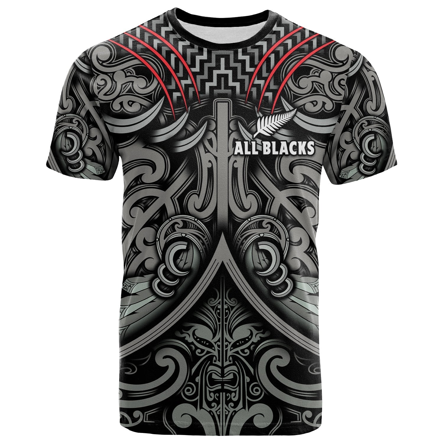 New Zealand Silver Fern Rugby T Shirt All Black Nz Maori Pattern