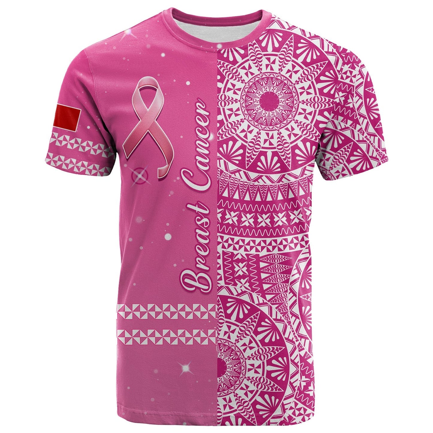 Tonga Breast Cancer T Shirt Tongan Ngatu Pattern No One Fights Alone