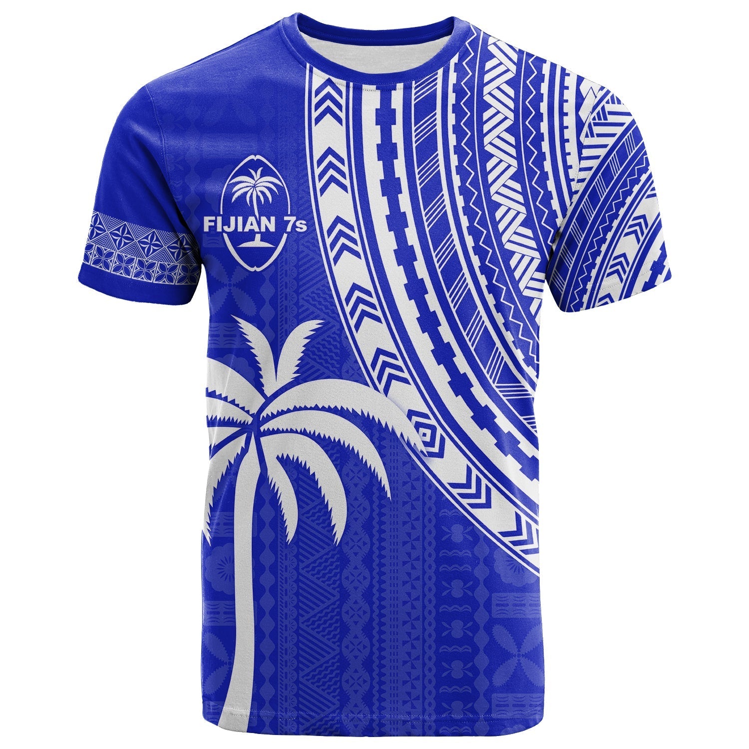 Fiji Rugby Sevens T Shirt Fijian 7s Tapa Polynesian Blue Ver.02