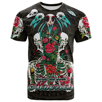 Mexico T Shirt Floral Skull Dia De Los Muertos
