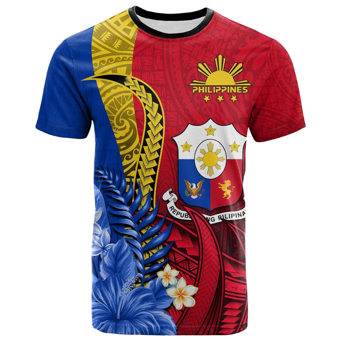 Philippines Sampaguita T Shirt Special Polynesian Sun Filipino Plumeria Flowers Pattern Shirt