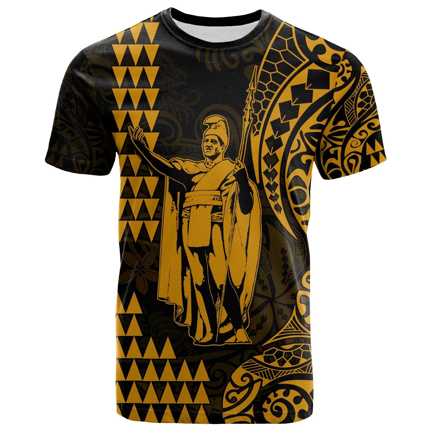 Hawaii Day Kakau T Shirt Proud To Be Hawaiian Gold King Kamehameha And Kanaka Maoli