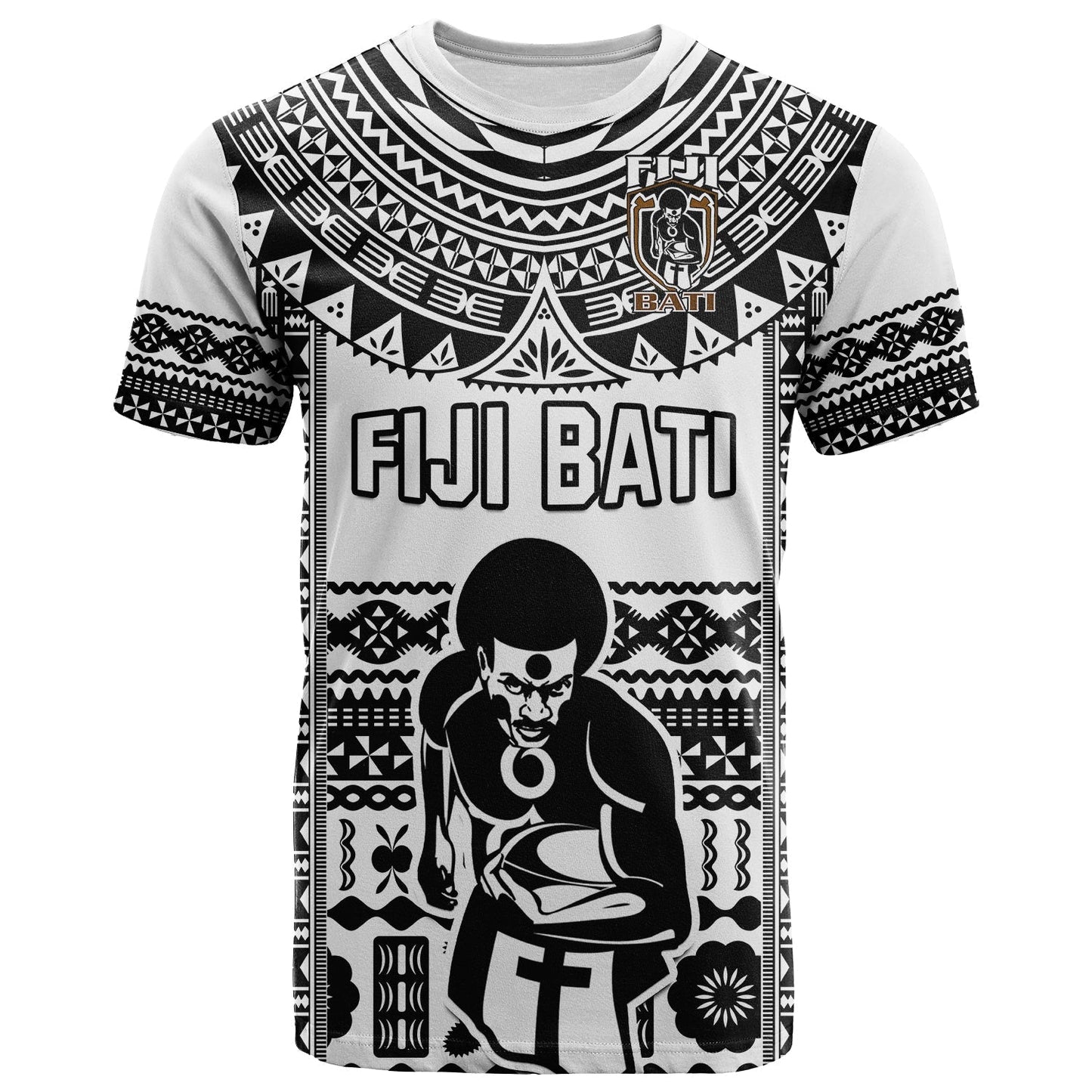 Custom Text And Number Fiji Rugby T Shirt Pacific The Bati Black Fijian Tapa
