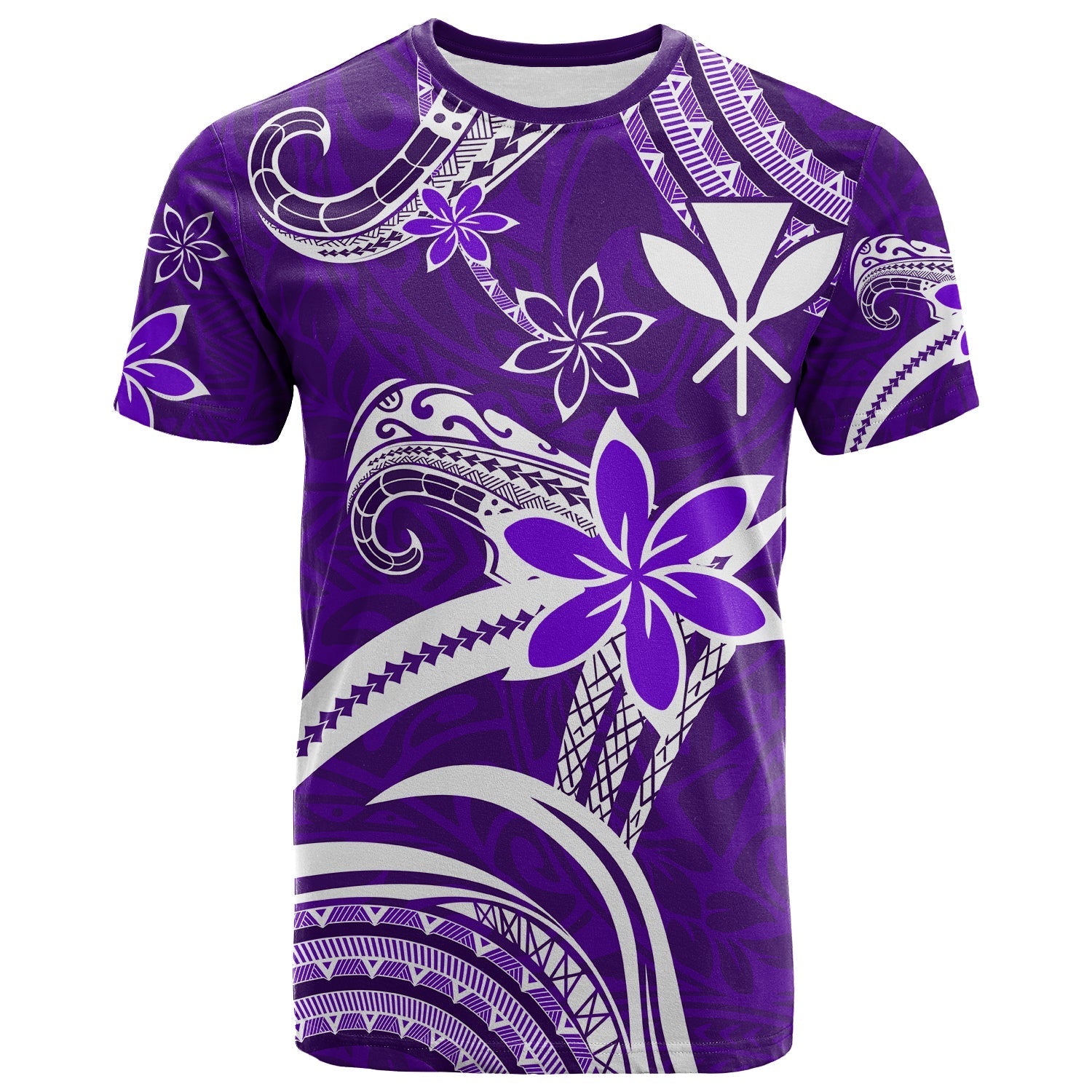 Custom Personalised Hawaii Flowers Wave T Shirt Kanaka Maoli Purple Polynesian