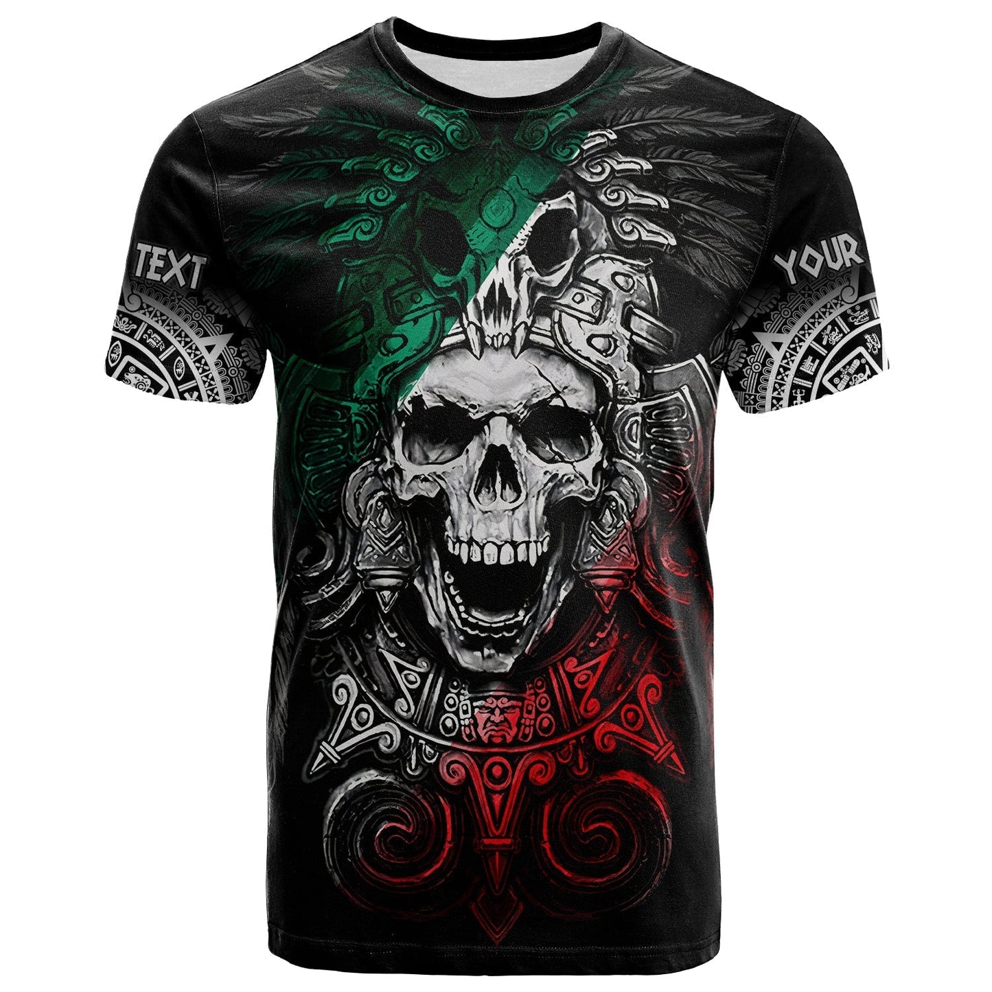 Custom Mexico T Shirt Skull Eagle Aztec