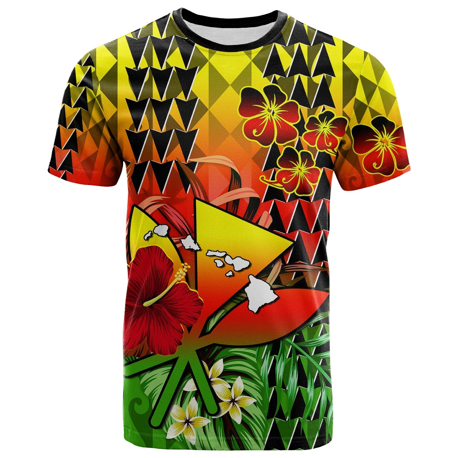 Hawaii Flowers T Shirt Color Tribal Pattern Hawaiian
