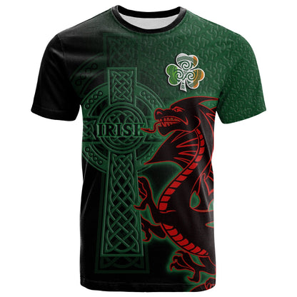Custom Ireland T Shirt The Shamrock Celtic Cross Mix Dragon