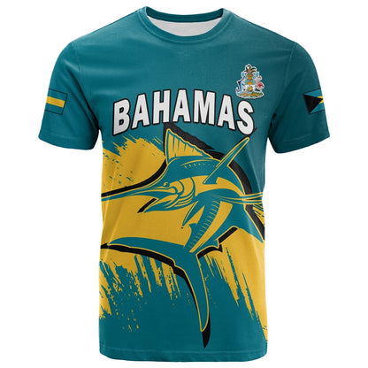 Custom Bahamas T Shirt Blue Marlin With Bahamian Coat Of Arms