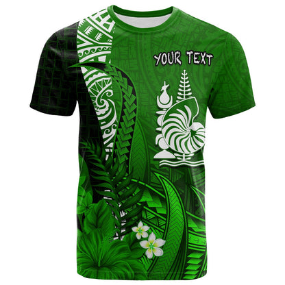 (Custom Personalised) New Caledonia T Shirt Nautilus Green Polynesian Hibiscus