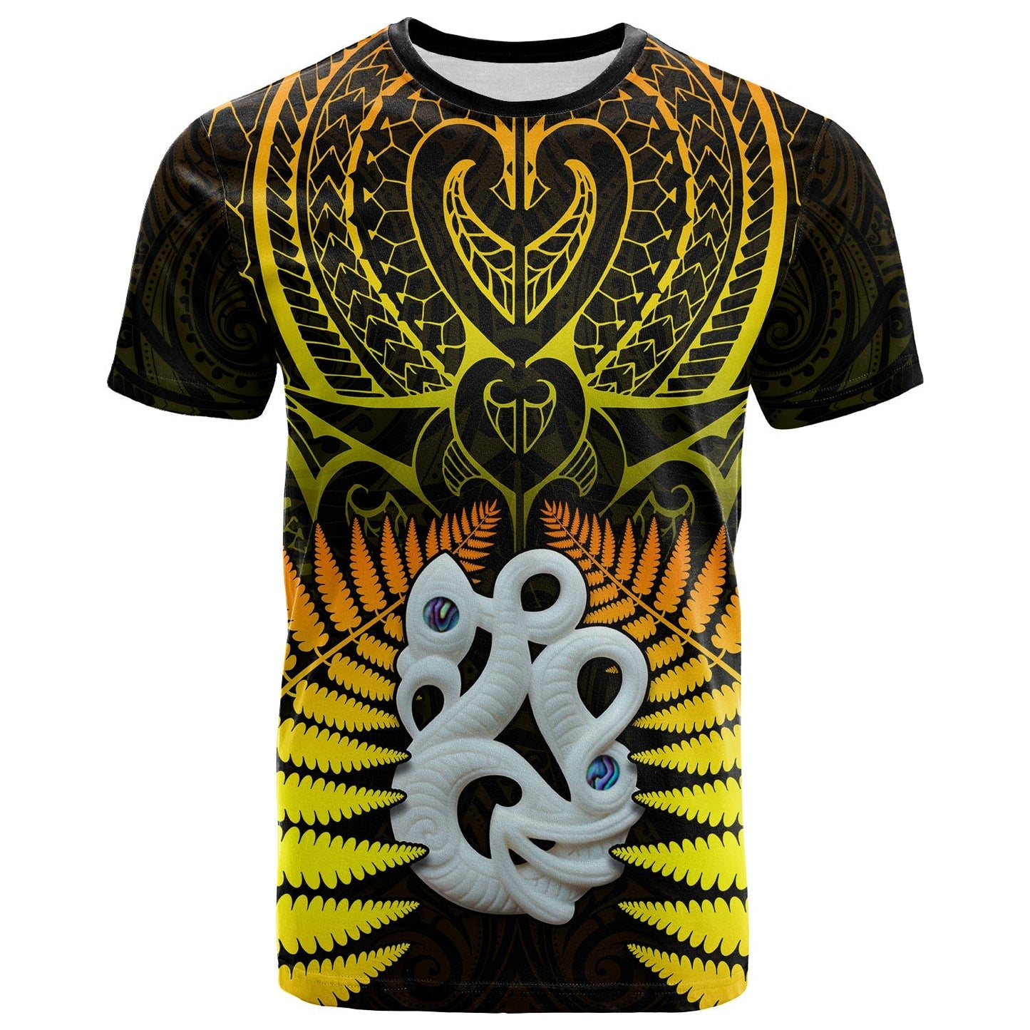 Aotearoa Fern T Shirt New Zealand Hei Tiki Gold Style