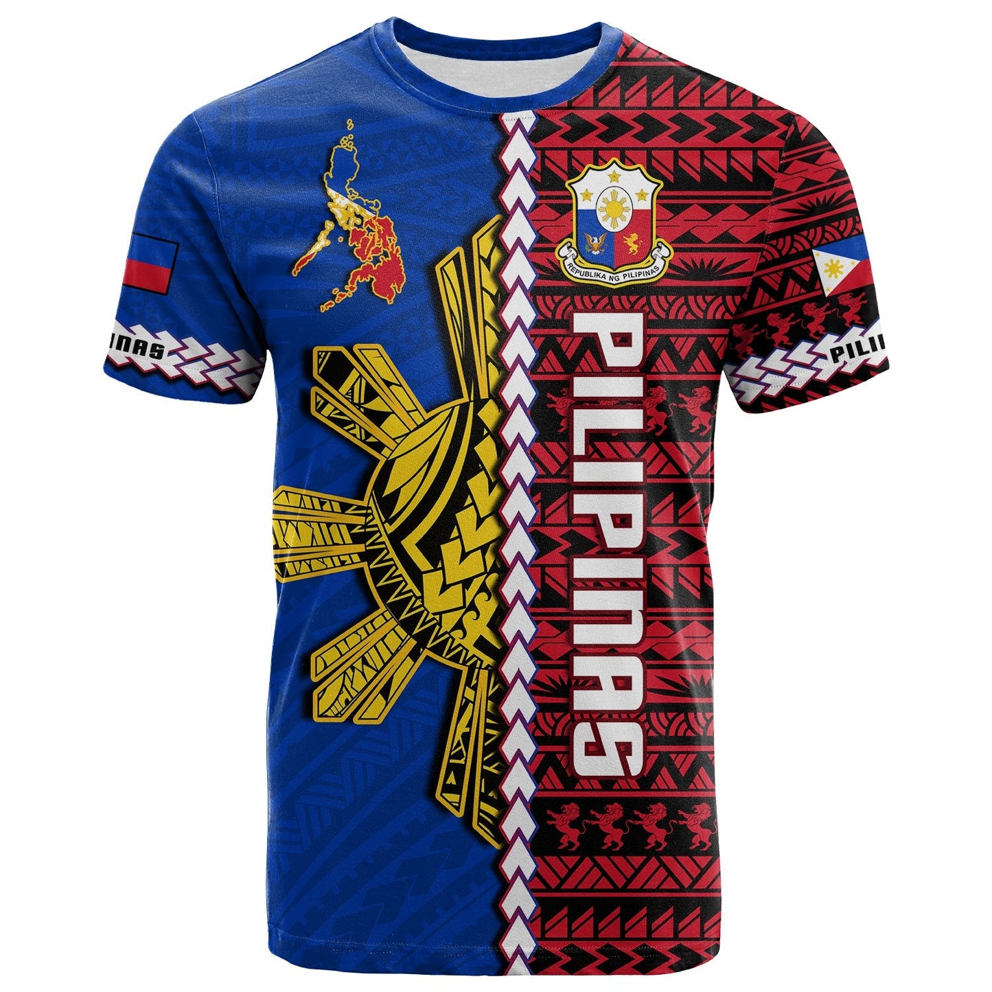 Philippines T Shirt Pilipinas Sun Mix Polynesian Pattern
