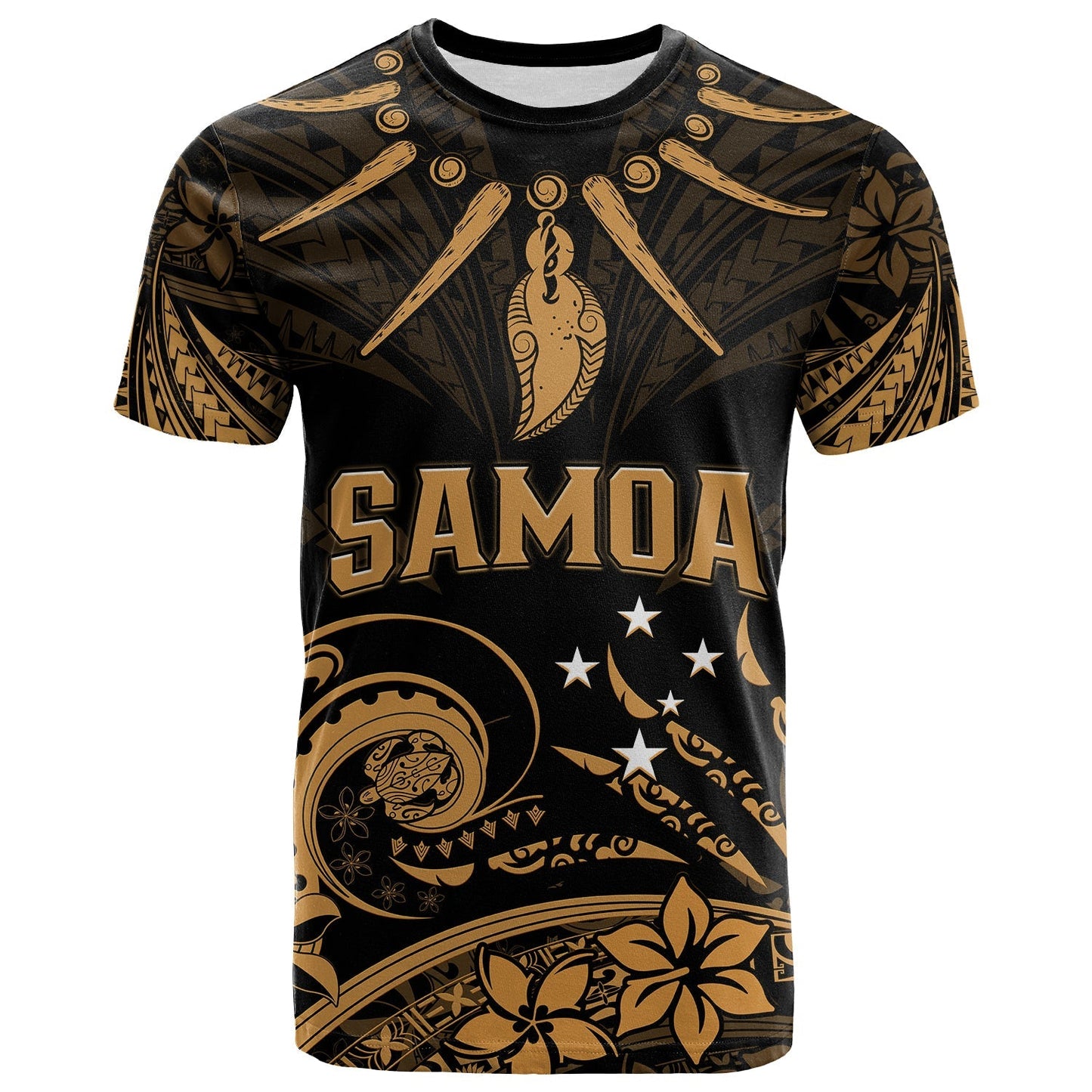 Custom Personalised Samoa Tatau T Shirt Gold Polynesian Ula Nifo