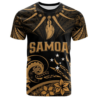Custom Personalised Samoa Tatau T Shirt Gold Polynesian Ula Nifo
