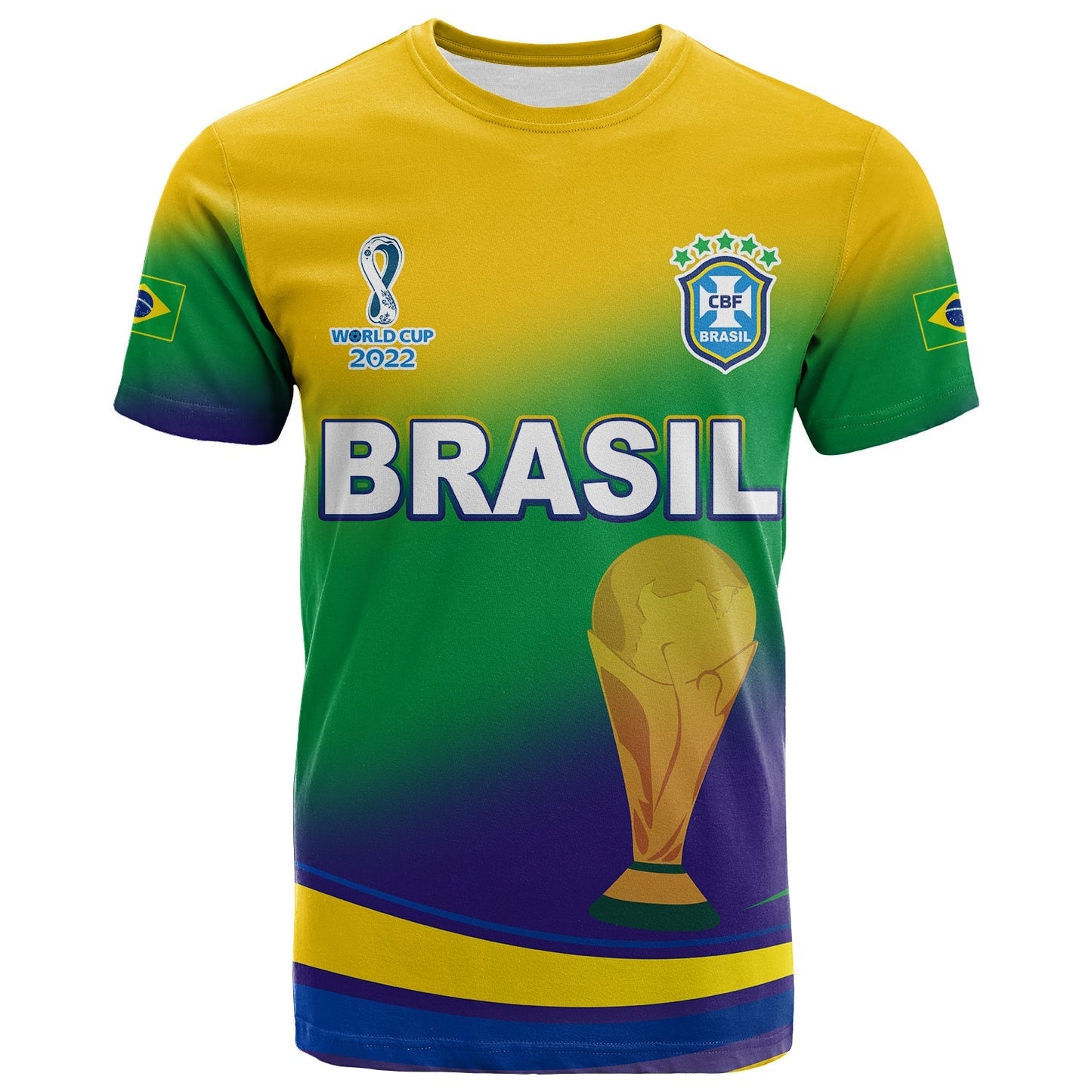 Brazil Football T Shirt Soccer 2022 World Cup Selecao Brasil Campeao Style Color Flag