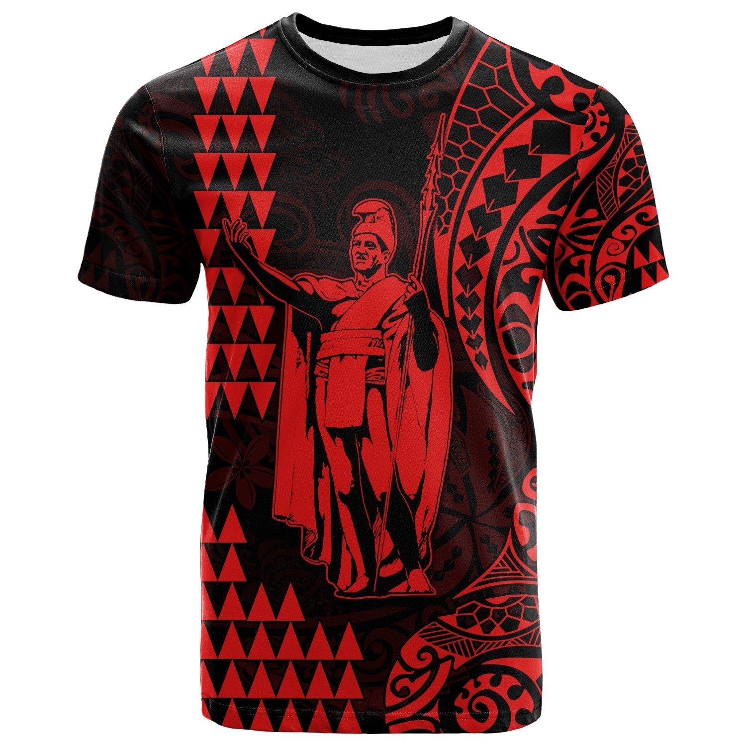 Hawaii Day Kakau T Shirt Proud To Be Hawaiian Red King Kamehameha And Kanaka Maoli