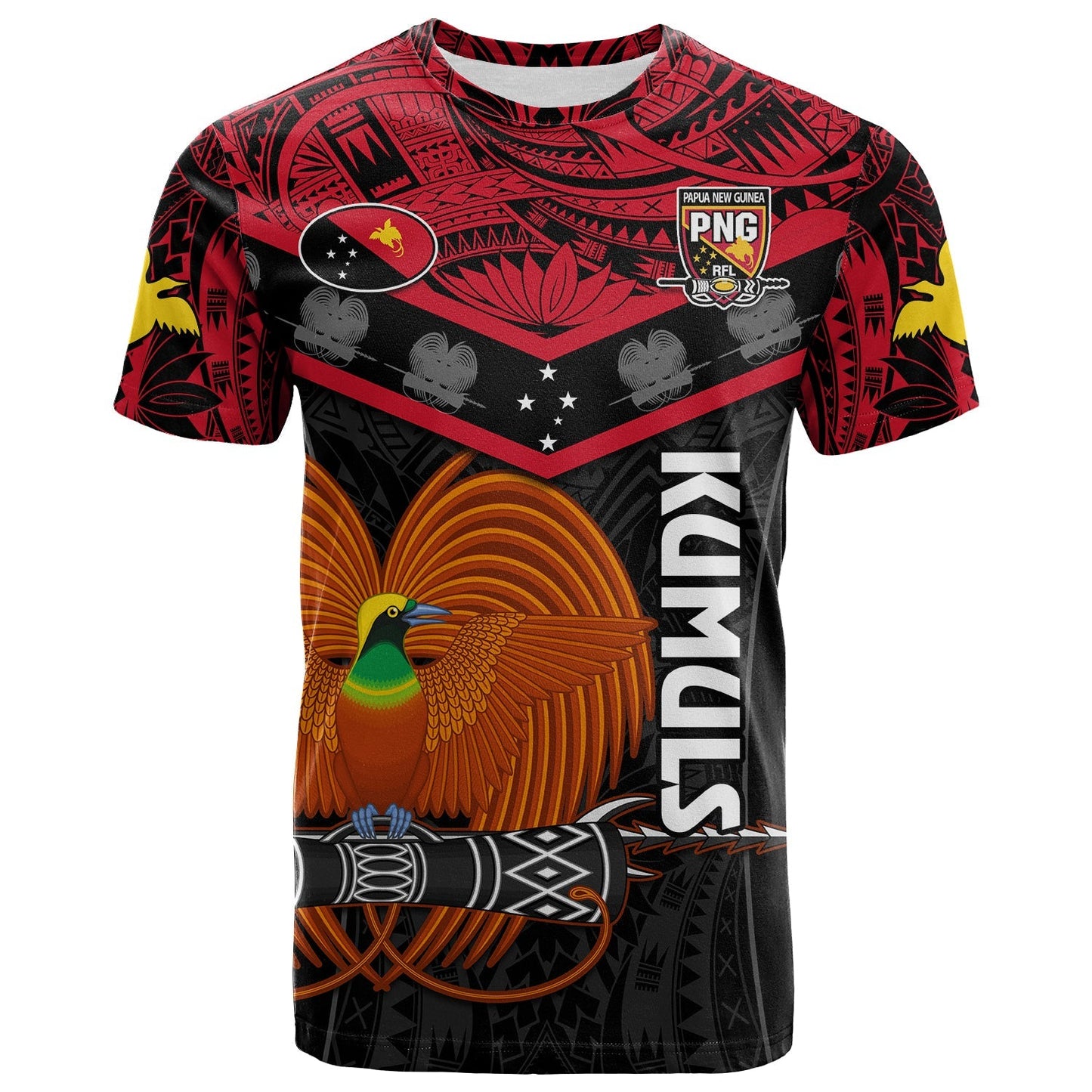 Papua New Guinea Rugby T Shirt Png Kumuls Bird Of Paradise Black