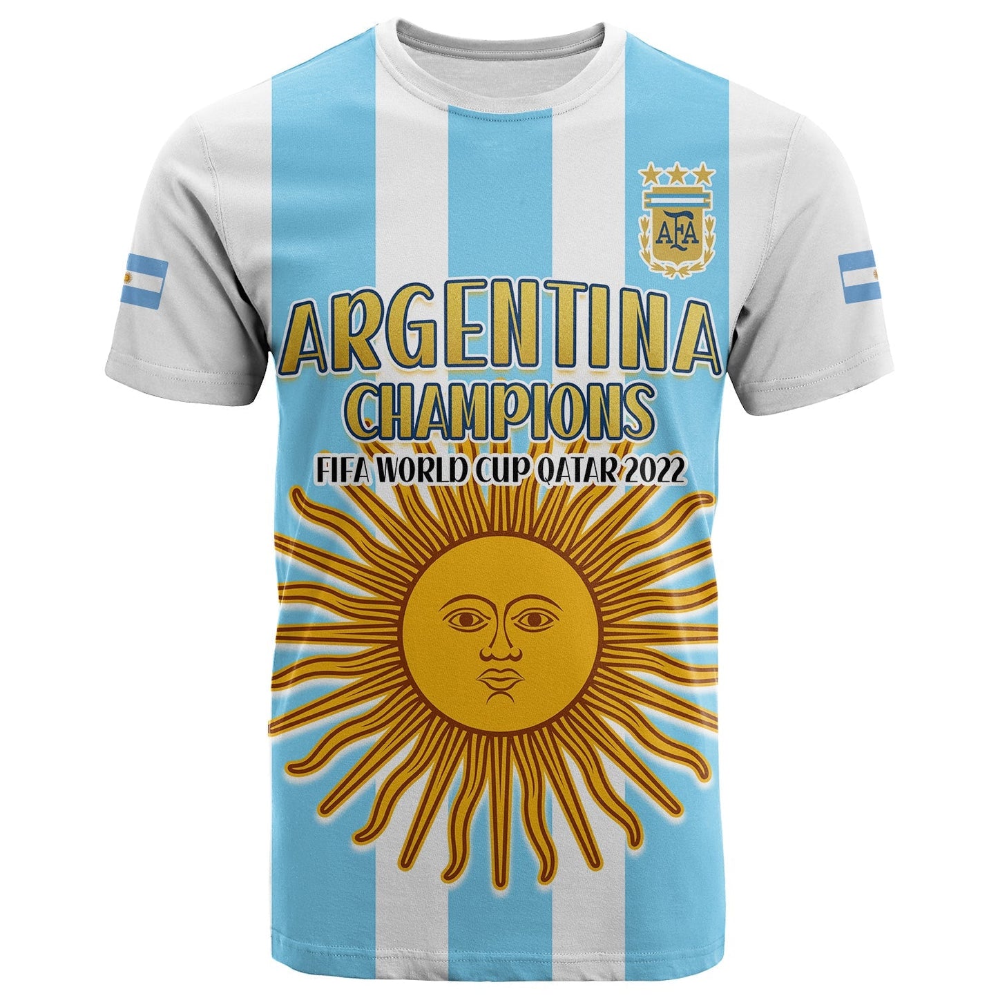 Custom Argentina Football T Shirt FIFA 2022 World Cup Champions