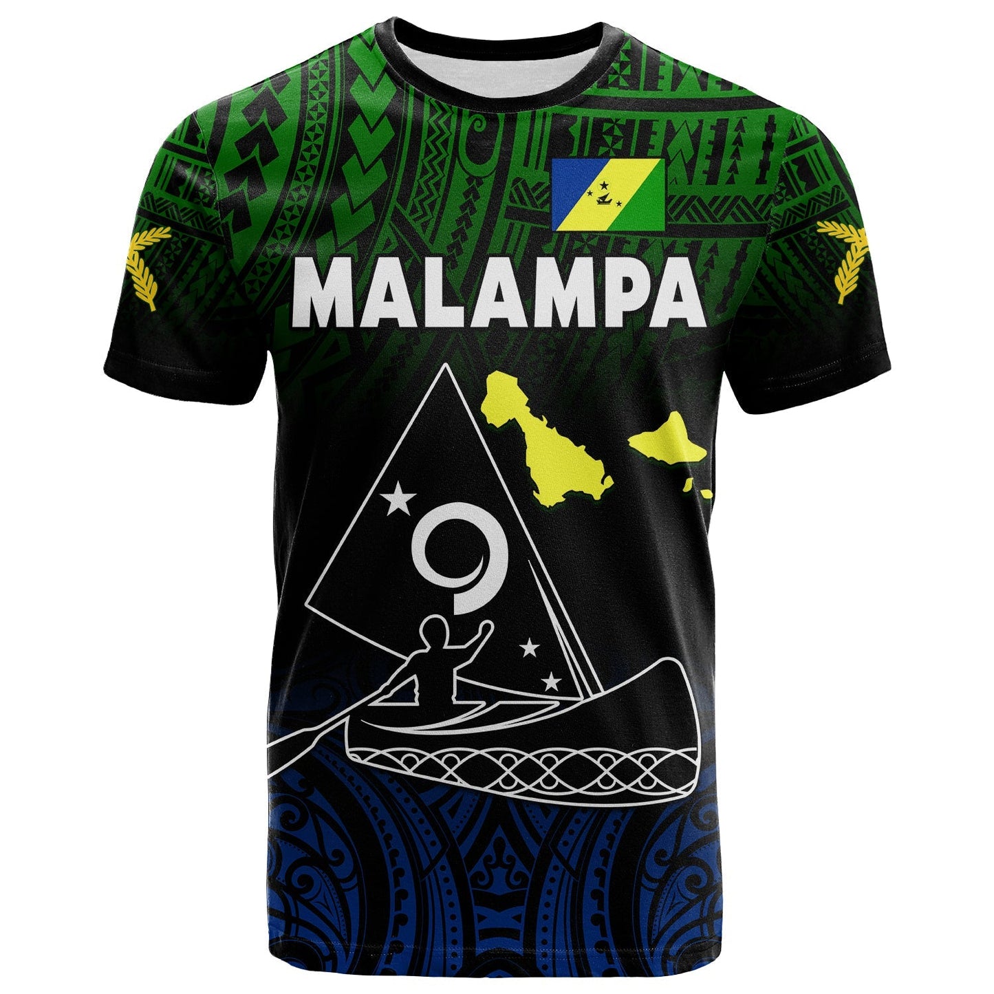 (Custom Personalised) Malampa Province T Shirt Native Canoe Mix Vanuatu Pig Tusk Black Version