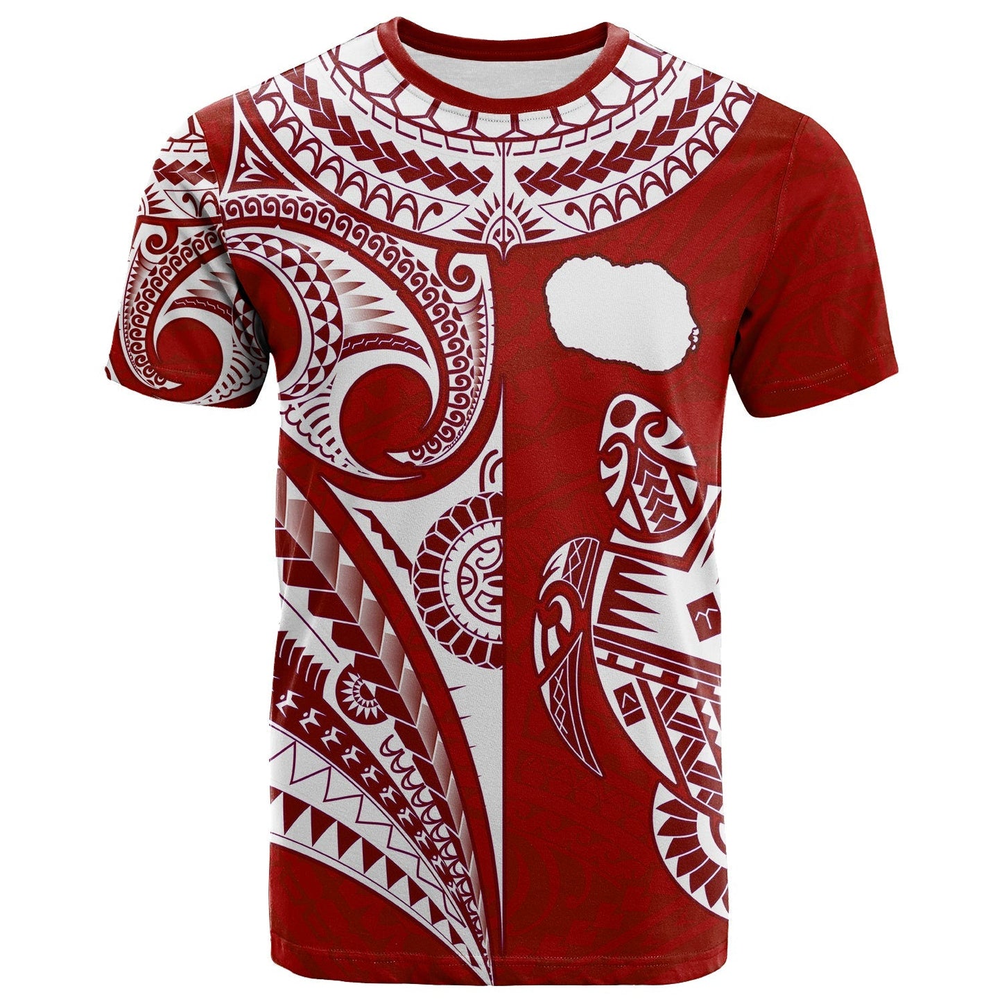 Custom Text And Number Rarotonga Cook Islands T Shirt Turtle And Map Style Red