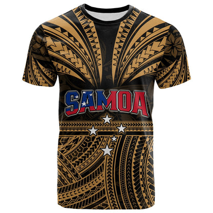 Custom Personalised Samoa Tatau T Shirt Gold Polynesian Proud Samoan