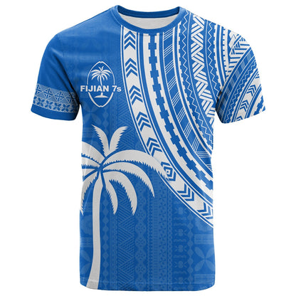 Fiji Rugby Sevens T Shirt Fijian 7s Tapa Polynesian Blue Ver.01