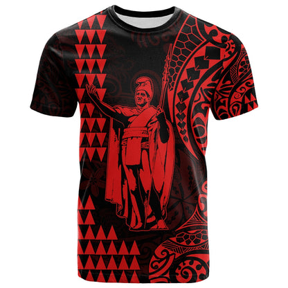 Custom Text And Number Hawaii Day Kakau T Shirt Proud To Be Hawaiian Red King Kamehameha And Kanaka Maoli