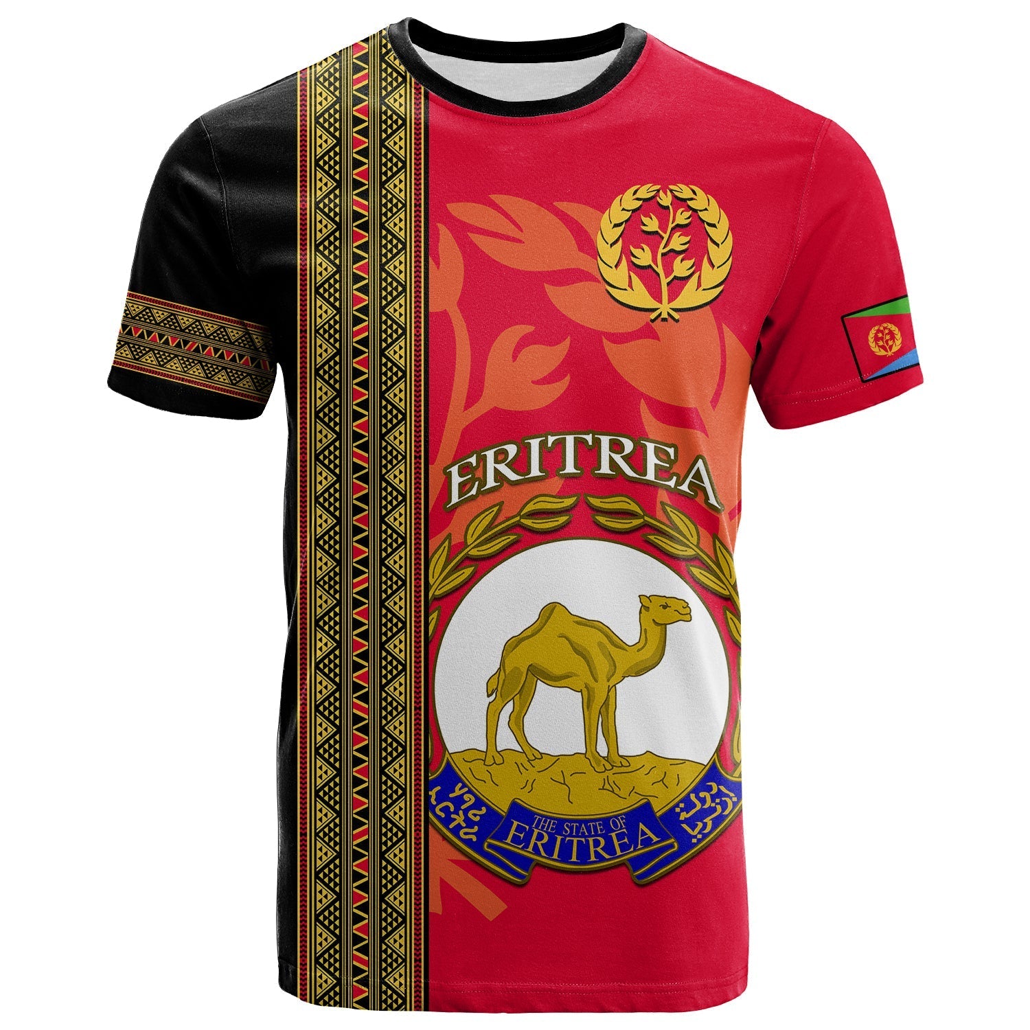 Custom Eritrea T Shirt African Pattern Happy Independence Day Version Black