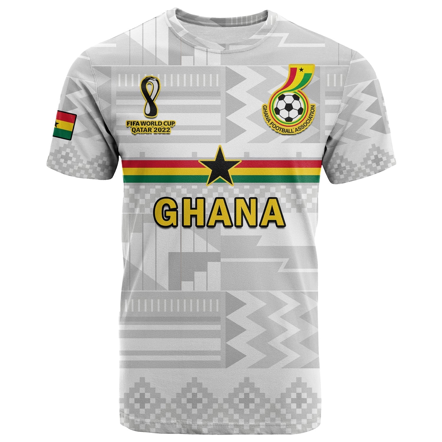 Custom Ghana Football T Shirt Black Stars Kente World Cup 2022 White
