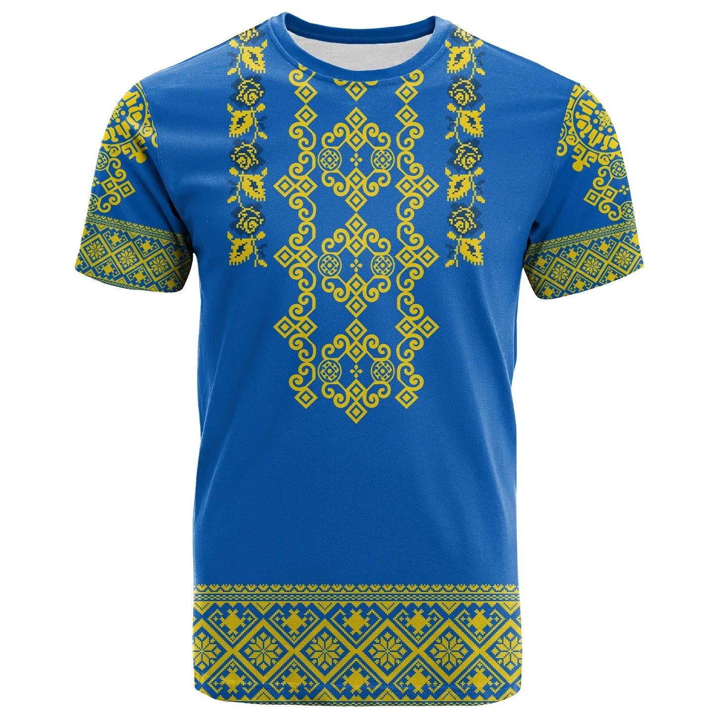 Custom Ukraine T Shirt Yellow Ukrainian Folk