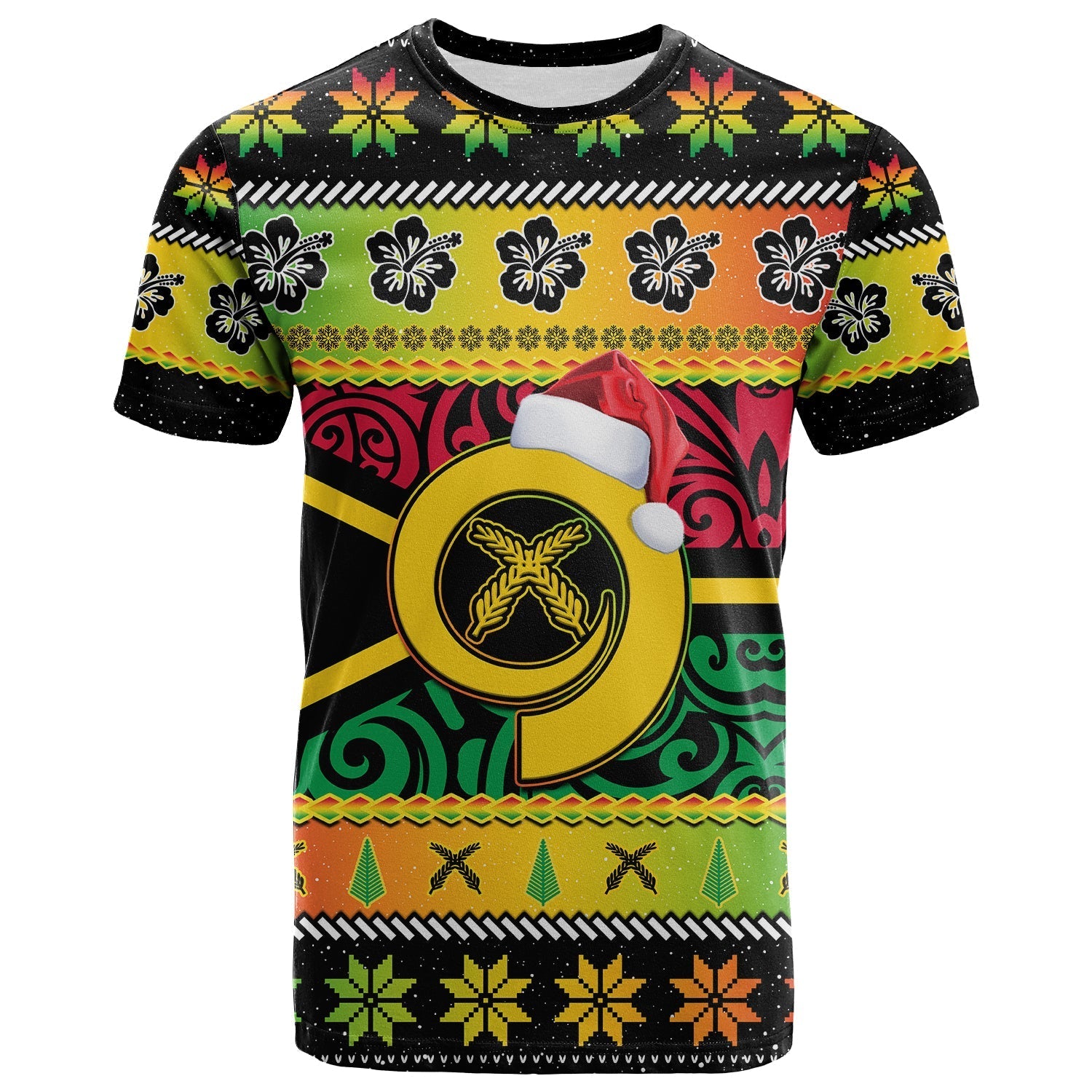 Vanuatu Christmas T Shirt Pig Tusk Polynesian Joyeux Noel Flag Art