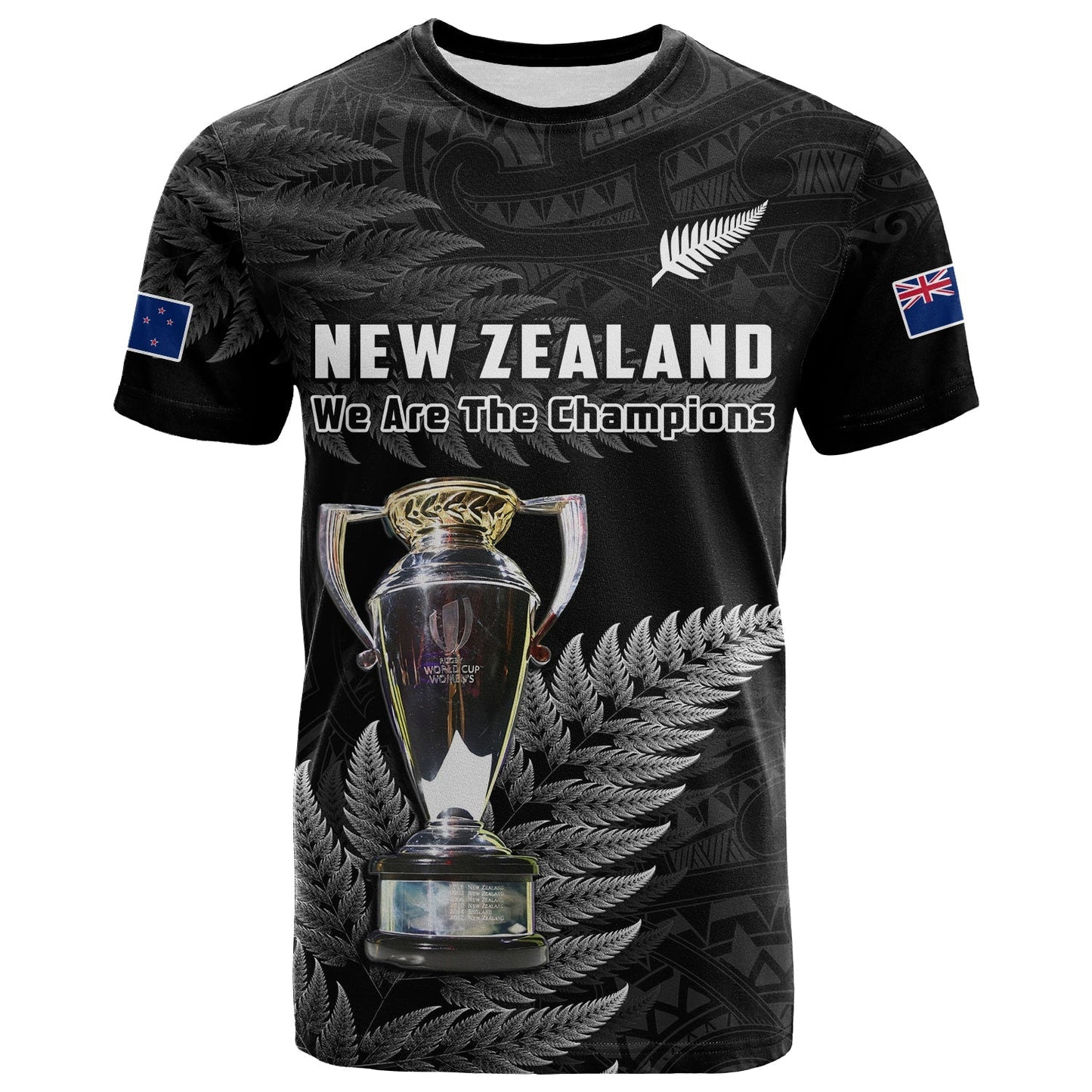 New Zealand 2022 Rugby T Shirt Black Fern Proud Champions Rwc